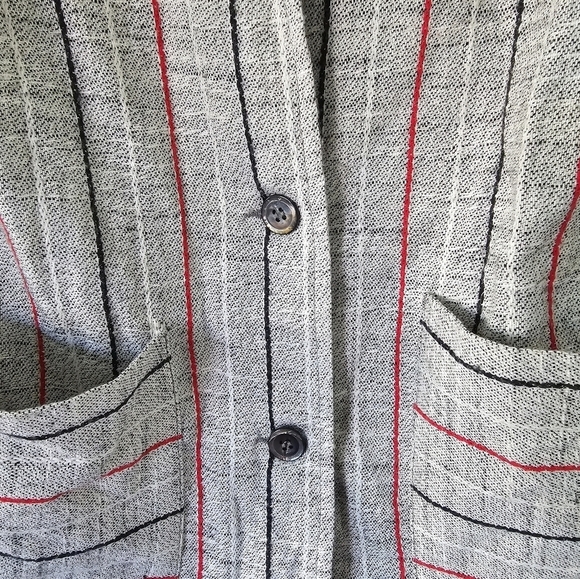 Cos Cob Blazer Jacket Womens Sz 12 Striped Pockets 2buttons Padded Career - Picture 9 of 10